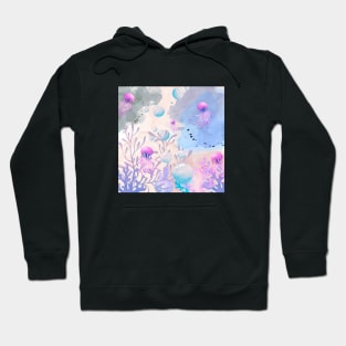 beautiful ocean with jellyfish Hoodie